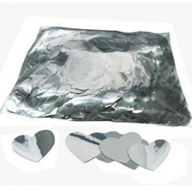 Металлизированное конфетти: сердечка - серебро